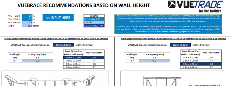 How To Use Guide - VUEBRACE Builders Strapping Calculator - VUETRADE